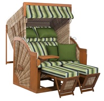 Strandkorb NORWIN XL / mit extra breiter Sitzfläche / mit herausnehmbarer Kissenausstattung / Stoff: Streifen hellgrün-anthrazit-weiß